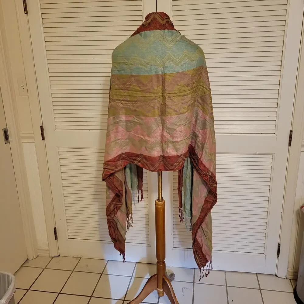 Colorful Zigzag Pattern Reversible Viscose Pashmina Scarf 80x28